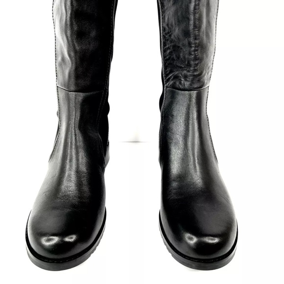 STUART WEITZMAN LANGDON OVER THE KNEE BLACK LEATHER STRETCH BOOTS SIZE US 5 - Picture 4 of 9